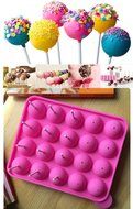 KOOTIPS 20 Silicone Ball Shaped Lollypop Cupcake Baking Modelling Tray With 20Pcs Sticks ,Pink by Tasty Pop