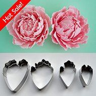Fondant Cake Decoration Floral Petal Cutter Gumpaste Flower Cutter Stainless Steel Peony Cutter Set of 4 Easybaking...