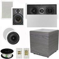 Theater Solutions 5.1 Home Theater 6.5" Speaker Set with Center, Theater Solutions 12" Powered Sub and More TS65CWL51SET6