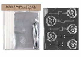 Dress My Cupcake DMCKITK036 Chocolate Candy Lollipop Packaging Kit with Mold, Sweet 16 Lollipop