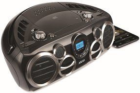 Akai CE2300-BT Bluetooth CD Boom Box with AM/FM Digital Readout &amp; 6 Speakers N2