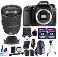 Canon EOS 80D + Canon EF 24-105 f/4 L IS USM (Glass Element) Lens + 2 32GB Transcend SD Memory Cards + Spare LP...