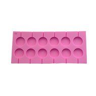 Wocuz 12-Capacity Round Silicone Lollipop Mold with Sticks for Baking Hard Candy Chocolate Pink N2