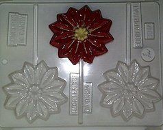 Medium poinsettia Lollipop C044 Christmas Chocolate Candy Mold