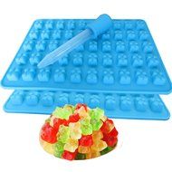 2 Pack 50 Cavity Silicone Gummy Bear Candy Chocolate Mold With a Bonus Dropper Making Cute Gift For Your Kids N2