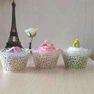 Amanadan 120 Vine Filigree Lace Baking Cup Muffin Case Trays, Artistic Bake hollow-out Cupcake Wrapper Liner for... N3