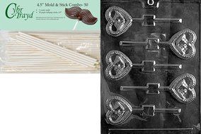 Cybrtrayd W023 Bells in Heart Lolly Wedding Chocolate Candy Mold N5