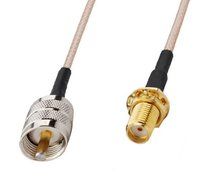 DHT Electronics RF coaxial coax cable assembly SMA female to UHF PL-259 male 6''