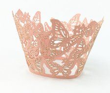 Yansanido 12 set pink Filigree Artistic Bake Little Vine Lace Laser Cut Cupcake Wrapper Cup Muffin Case Trays... N60