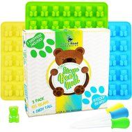BIGGER Gummy Bear Mold Silicone 3 PACK - 3 DROPPERS + RECIPE PDF ~ LARGE LFGB FDA Gummy Bears molds non BPA Candy... N4