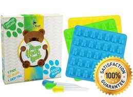 BIGGER Gummy Bear Mold Silicone 3 PACK - 3 DROPPERS + RECIPE PDF ~ LARGE LFGB FDA Gummy Bears molds non BPA Candy... N7