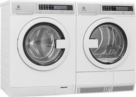 Electrolux White Compact Laundry Pair with EIFLS20QSW 24" Front Load Washer and EIED200QSW 24" Electric Condense...