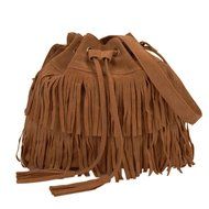 Creazy Women Messenger Women Fashion Casual Tassel Solid Bags Drawstring Should (Brown) N9