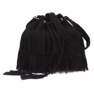 Creazy Women Messenger Women Fashion Casual Tassel Solid Bags Drawstring Should (Brown) N10
