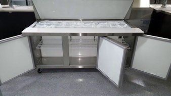 3 Door 70" Mega Top 30 Pan Salad Sandwich Prep Refrigerator Table Cooler STAINLESS N5