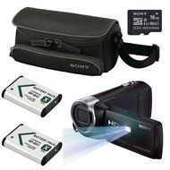 Sony HDR-PJ275/B 8GB Full HD 60p Camcorder w/ built-in Projector Bundle with Sony 16GB Micro SD UHS-1 + Two Sony... N3