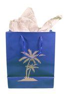 Set of 12 Medium Blue Luau Gift Bags Palm Tree Beach Wedding