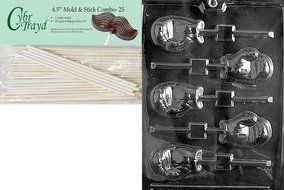Cybrtrayd 45St25-S050 Boxing Glove Lolly Sports Chocolate Candy Mold with 25-Pack 4.5-Inch Lollipop Sticks