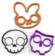 Tenta Kitchen Silicone Egg Ring Mold, Pancake Mold Set -Rabbit, Owl and Skull (Pack of 3) N7