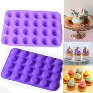 24 Cavity Mini Muffin Cup Silicone Soap Cookies Cupcake Bakeware Pan Tray Mould N4
