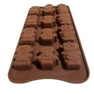 1 X Robot Silicone Baking Non-stick Flexible Mold Muffin Pan Ice Tray, 12 Robots in Chocolate Brown N5