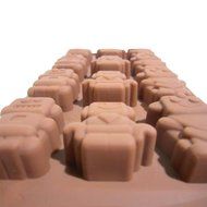 1 X Robot Silicone Baking Non-stick Flexible Mold Muffin Pan Ice Tray, 12 Robots in Chocolate Brown N6