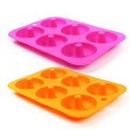 LoveS (2pcs) 6-Cavity Silicone Donut Baking Pan/Non-Stick Donut Mold, Dishwasher, Oven, Microwave, Freezer Safe N6