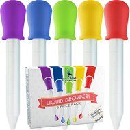 New Liquid DROPPER - 5 x FDA Approved Silicone and Plastic DROPPERS - 5 ML Pipettes Essential for Candy Molds... N4