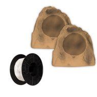 Acoustic Audio B8RS Sandstone 8" Rock Speaker Pair and Wire Weatherproof Speakers