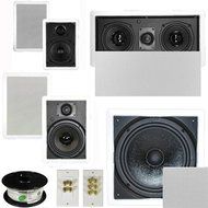 Theater Solutions 5.1 Home Theater 4 Speaker Set with Center, 10" Passive Sub More TS5W6WL51SET10