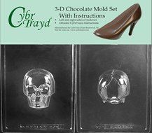 Cybrtrayd H167AB Medium 3D Skull Chocolate Candy Mold with 2 Molds and Exclusive Cybrtrayd Copyrighted 3D Chocolate...