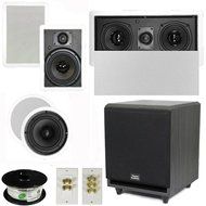 Theater Solutions 5.1 Home Theater 6.5" Speaker Set with Center, 10" Powered Sub and More TS65CWL51SET5