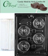 Cybrtrayd 45St50-B054 Baby Shower Lolly Chocolate Candy Mold with 50 Cybrtrayd 4.5&quot; Lollipop Sticks