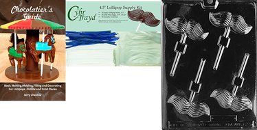 Cybrtrayd D025 Mustache Lolly Chocolate Candy Mold with Exclusive Cybrtrayd Copyrighted Chocolate Molding Instructions N4