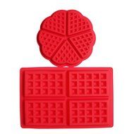 Kitchen Baking Set Silicone Waffle Mold Cake Mold Square Shape Heart Shape Set of 2 Red Color N2