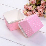 100pcs/lot, New Arrival Beautiful Candy Cups or Ice Cream Holder Pink with White Polka Dots Square Cupcake Baking... N3