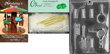 Cybrtrayd &quot;Beautician Set&quot; Jobs Chocolate Candy Mold with Chocolatier&#039;s Bundle, Includes 50 Cello Bags, 25 Gold... N3