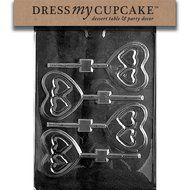 Dress My Cupcake Chocolate Candy Mold, Double Heart Lollipop, Valentine&#039;s Day