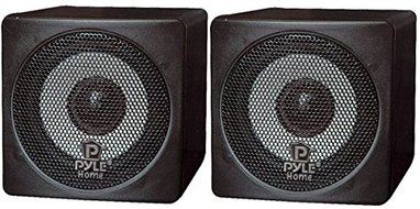Pyle Home PCB3BK 3-Inch 100-Watt Mini Cube Bookshelf Speakers - Pair (Black) (Pair)