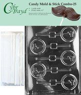 Cybrtrayd 45St25-L023 I&#039;m 1 Lolly Chocolate Candy Mold with 25 Cybrtrayd 4.5&quot; Lollipop Sticks