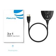 Panlong 4K x 2K HDMI Switch 3 Port Auto Switch with Fixed 2FT Pigtail Cable Supports 4K, 3D, 1080P, HD Audio N7