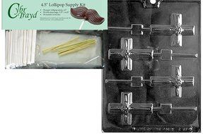 Cybrtrayd R067 Small Cross Lolly with Flower Chocolate Candy Mold with Exclusive Cybrtrayd Copyrighted Chocolate... N7