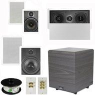 Theater Solutions 5.1 Home Theater 8&quot; and 6.5&quot; Speakers with Center 10&quot; Powered Sub and More TS6W8WL51SET4