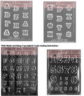 Greek Letters roman letter chocolate candy, and numbers and letters chocolate candy mold with &copy; molding Instructions