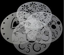 EWIN(R) 1 Set Of 4 Variety Cake Cupcake Stencil Template Mould Birthday Heart Flower Spirals Decorating Tools