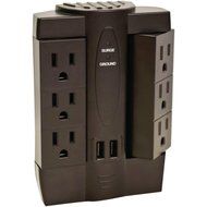 AXIS 45514 6-Outlet Swivel Surge Protector with 2 USB Ports (Black) consumer electronics