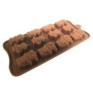 1 X Robot Silicone Baking Non-stick Flexible Mold Muffin Pan Ice Tray, 12 Robots in Chocolate Brown N7