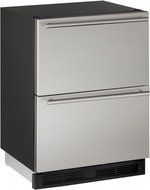 U-Line U1224DWRS00B 24" 1000 Series Built-In Solid Refrigerator Drawers with 5.4 cu. ft. Total Capacity: Stainless... N2