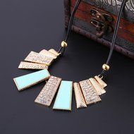 Oligex(TM) New Fashion Design Beads Enamel Bib Leather Braided Rope Chain Geometric Neck N4