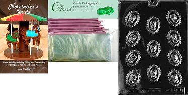 Cybrtrayd Mdk50PKBk-D017 &quot;Cameo in Lace Moms&quot; Chocolate Candy Mold with Bundle of 50 Cello Bags, 50 Pink Twist... N2